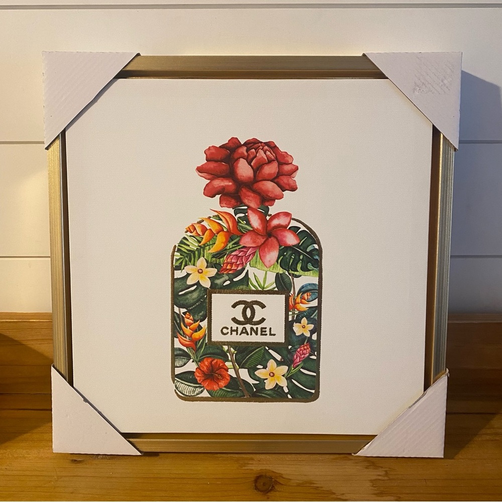 Chanel Tropical Canvas with Gold Frame